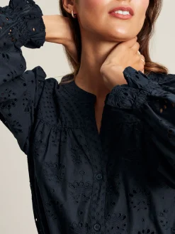 Juliana Navy Broderie Dress