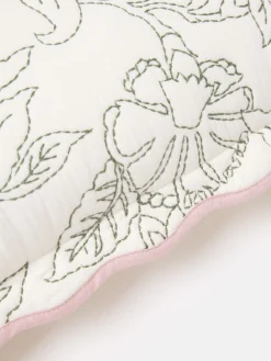 Juliette Cream 100% Cotton Scalloped Embroidered Cushion