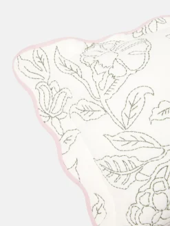Juliette Cream 100% Cotton Scalloped Embroidered Cushion