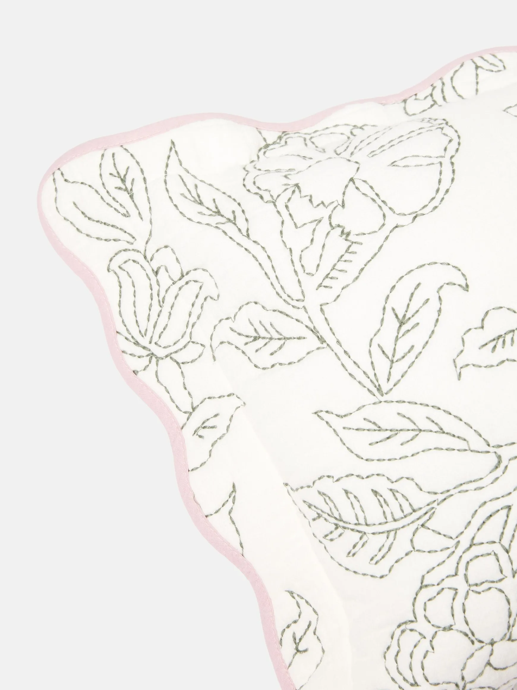 Juliette Cream 100% Cotton Scalloped Embroidered Cushion