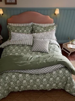 Juliette Stamp Green 100% Cotton Bedding Set