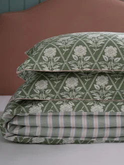 Juliette Stamp Green 100% Cotton Bedding Set