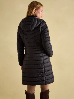 Kenley Black Showerproof Long Padded Coat with Hood