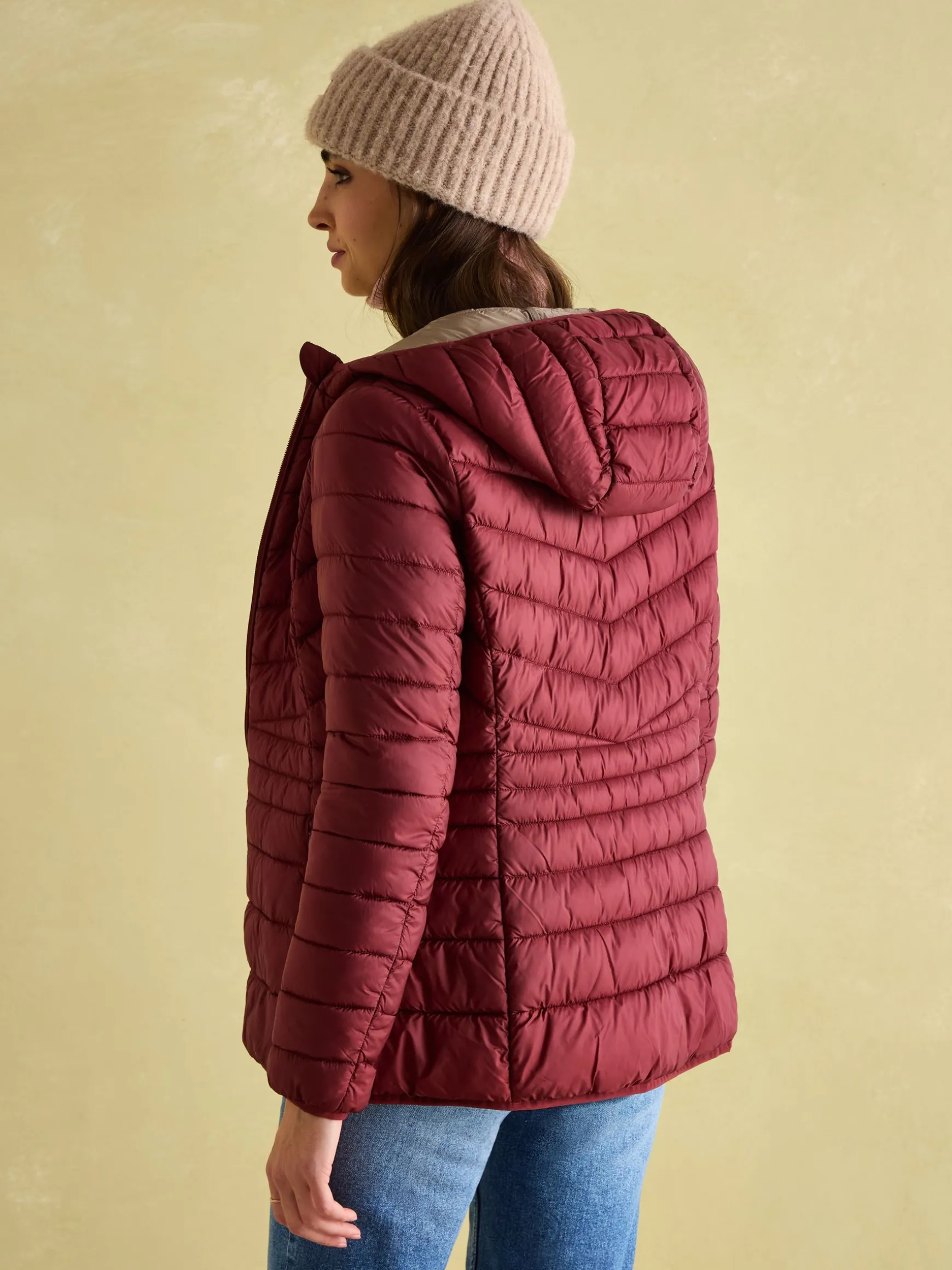 Kenley Dark Red Showerproof Padded Coat with Hood