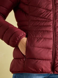 Kenley Dark Red Showerproof Padded Coat with Hood