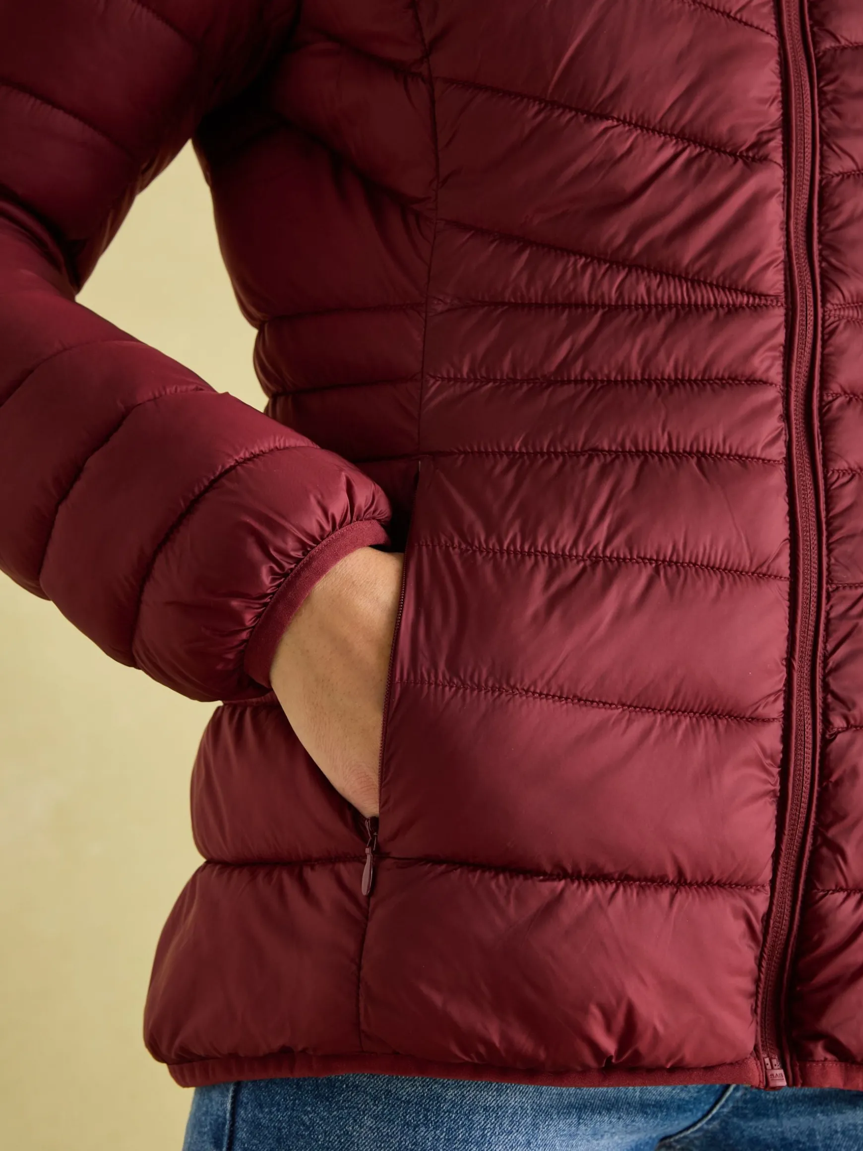 Kenley Dark Red Showerproof Padded Coat with Hood