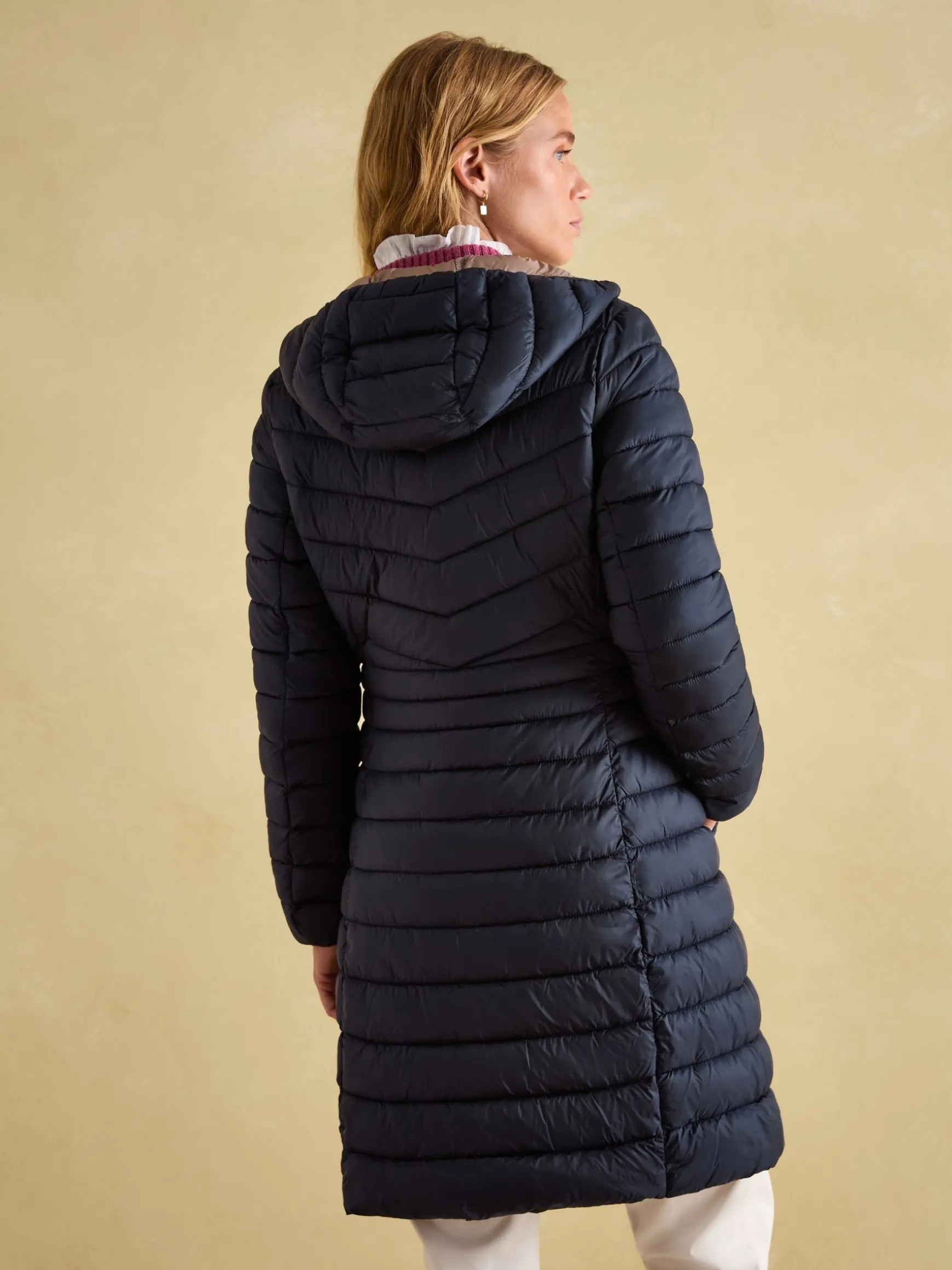 Kenley Navy Showerproof Long Padded Coat with Hood