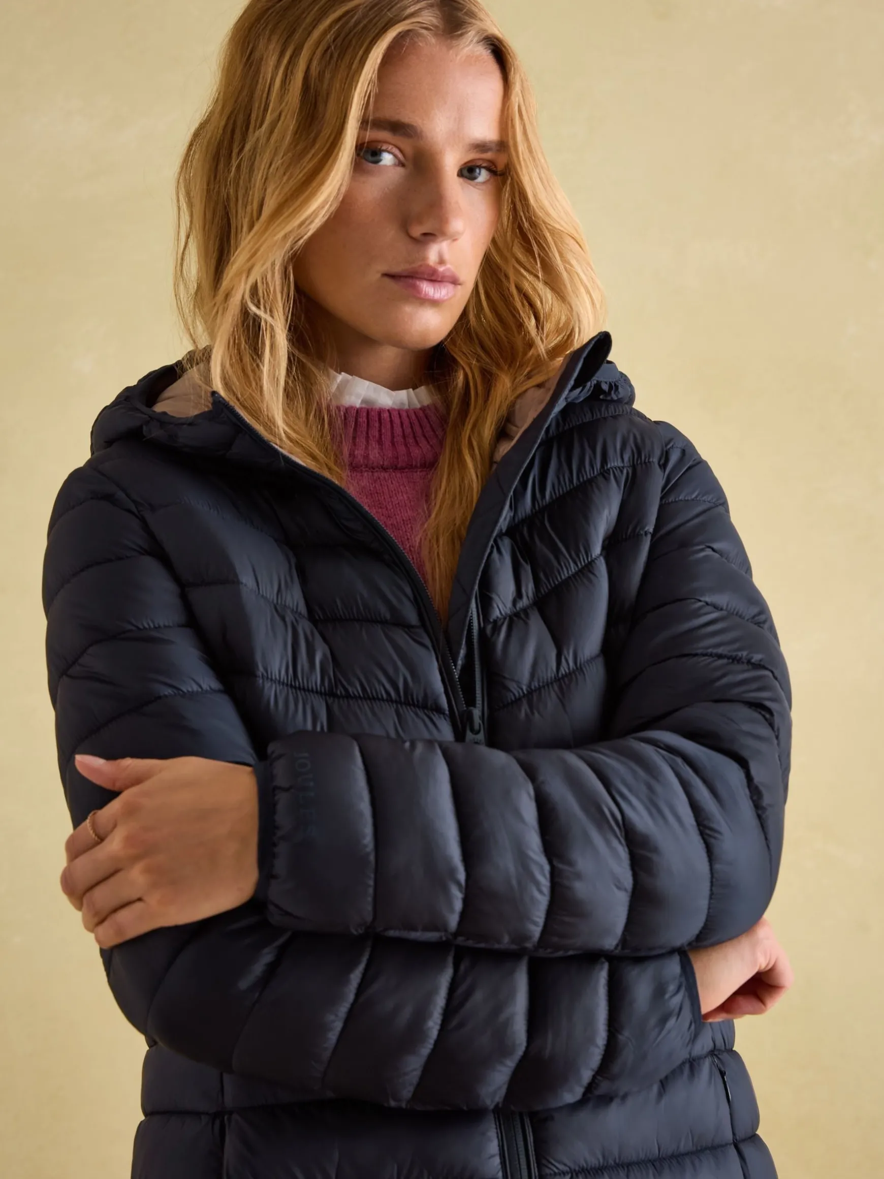 Kenley Navy Showerproof Long Padded Coat with Hood