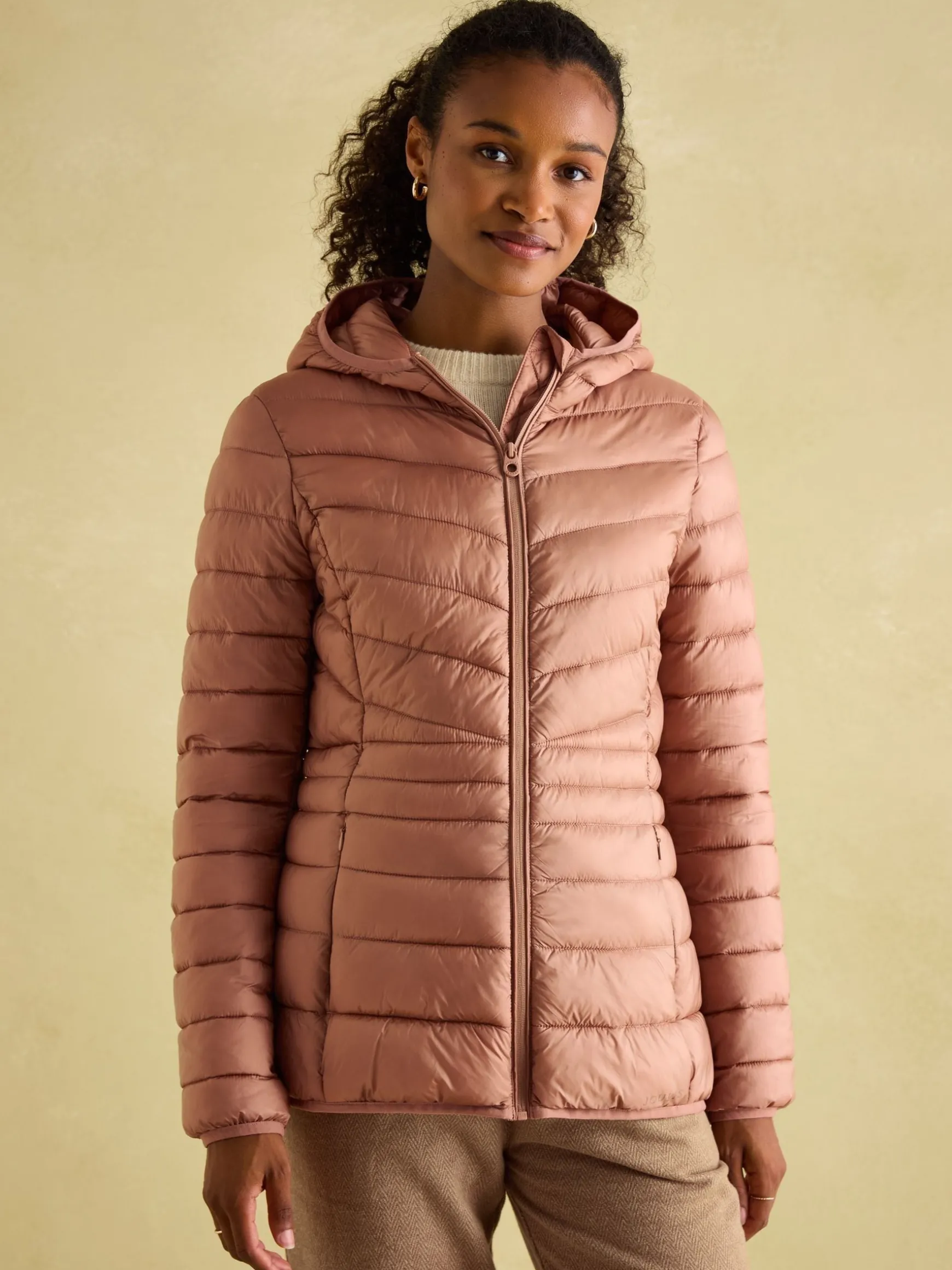 Kenley Pink Showerproof Padded Coat with Hood