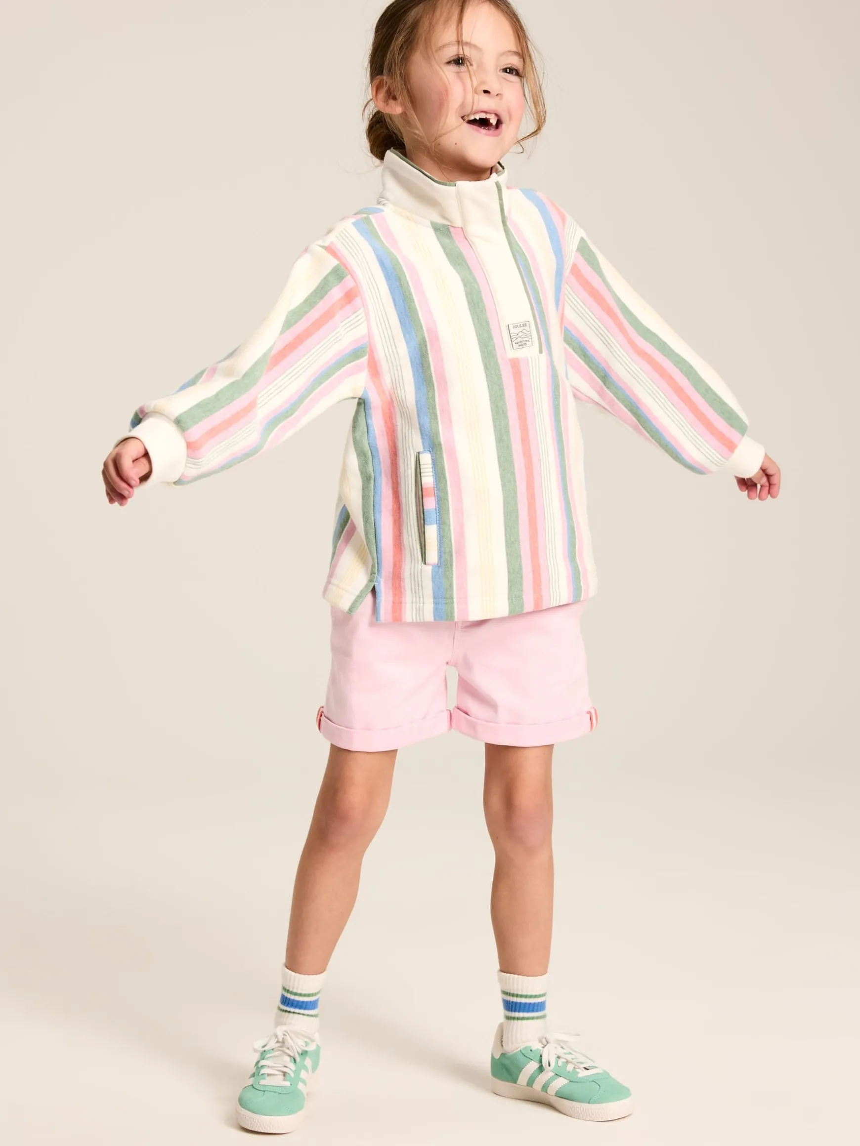 Kids' Burnham Multi Stripe Funnel Neck Sweatshirt