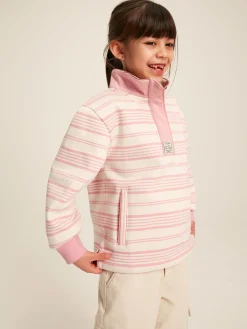 Kids' Burnham Pink Stripe Funnel Neck Sweatshirt