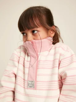 Kids' Burnham Pink Stripe Funnel Neck Sweatshirt