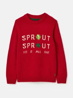 Kids' Cracking Red Intarsia Knitted Festive Jumper