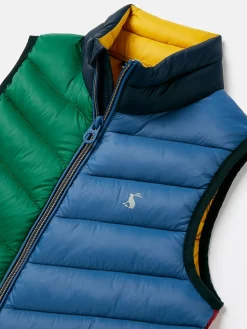 Kids' Crofton Blue & Green Hotchpotch Showerproof Quilted Gilet