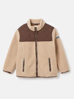 Kids' Eddington Brown & Natural Zip Through Fleece Jacket