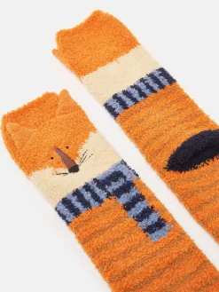 Kids' Fluffy Orange Character Socks