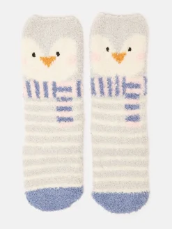 Kids' Fluffy Pale Blue Character Socks
