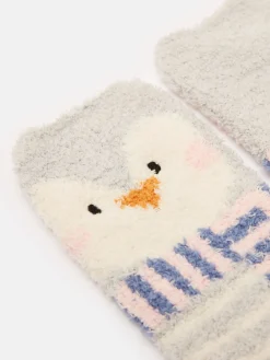 Kids' Fluffy Pale Blue Character Socks