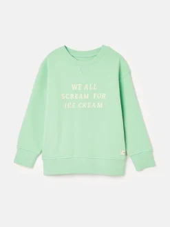 Kids' Sundaze Green Crew Neck Slogan Sweatshirt