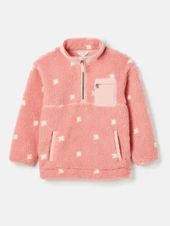 Kids' Tilly Pink Spot Half Zip Borg Fleece