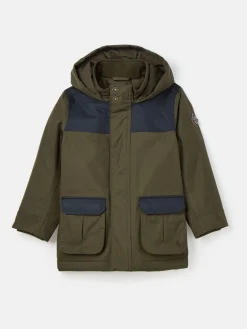 Kids' Ultimate Khaki Green Waterproof Coat with Quilted Lining