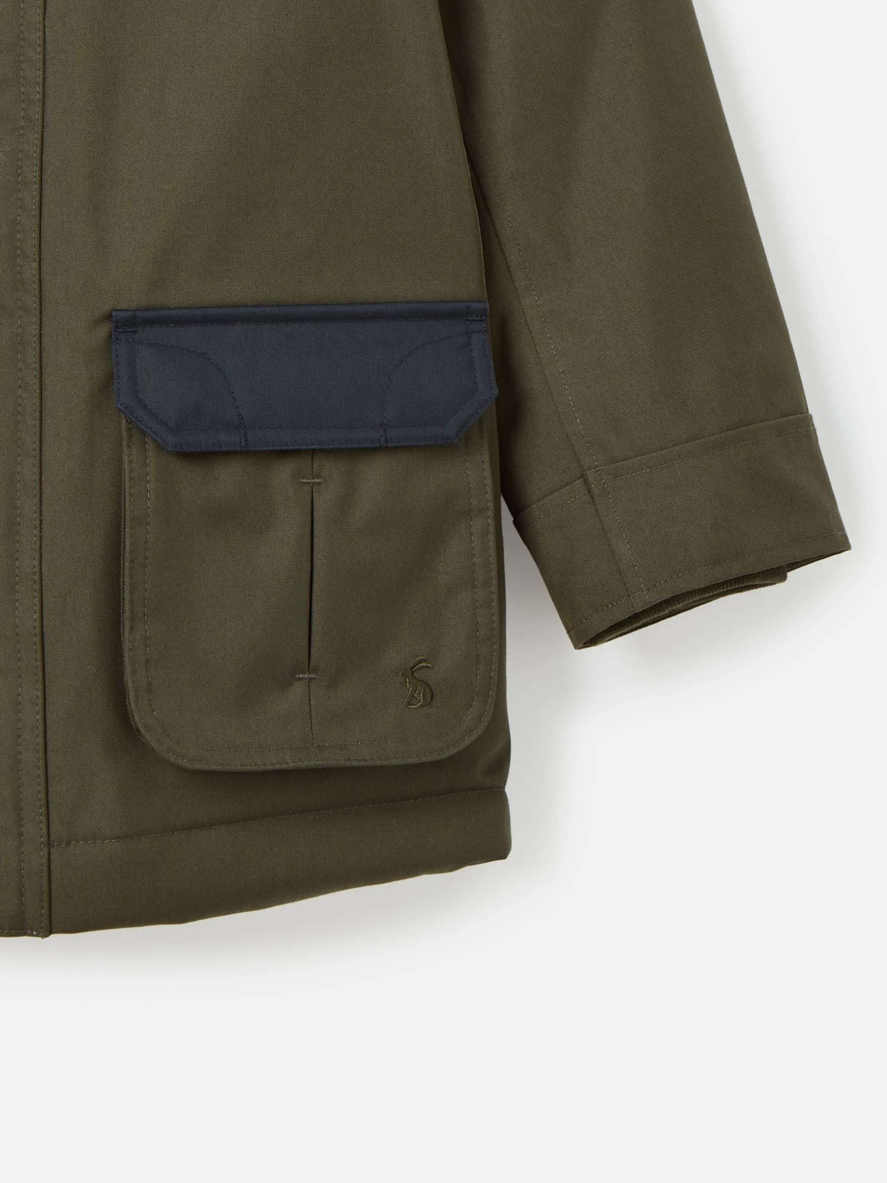 Kids' Ultimate Khaki Green Waterproof Coat with Quilted Lining