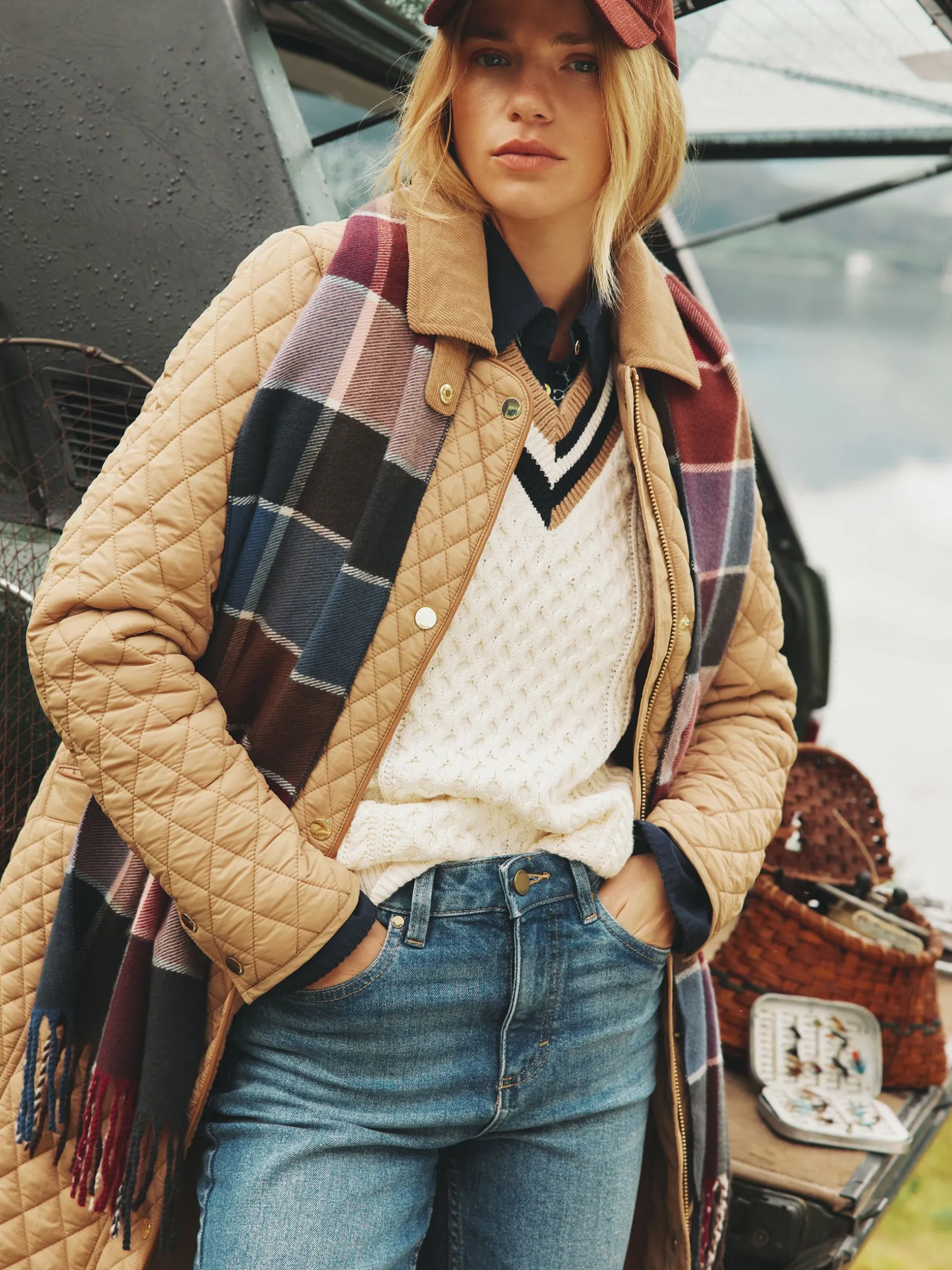 Langtree Berry & Navy Scarf