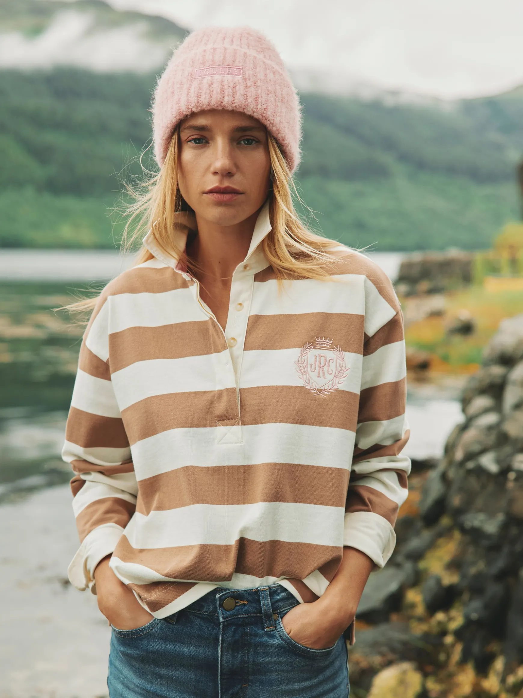 Lara Tan Brown Boxy Fit Rugby Shirt