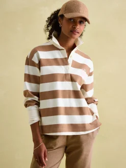 Lara Tan Brown Boxy Fit Rugby Shirt
