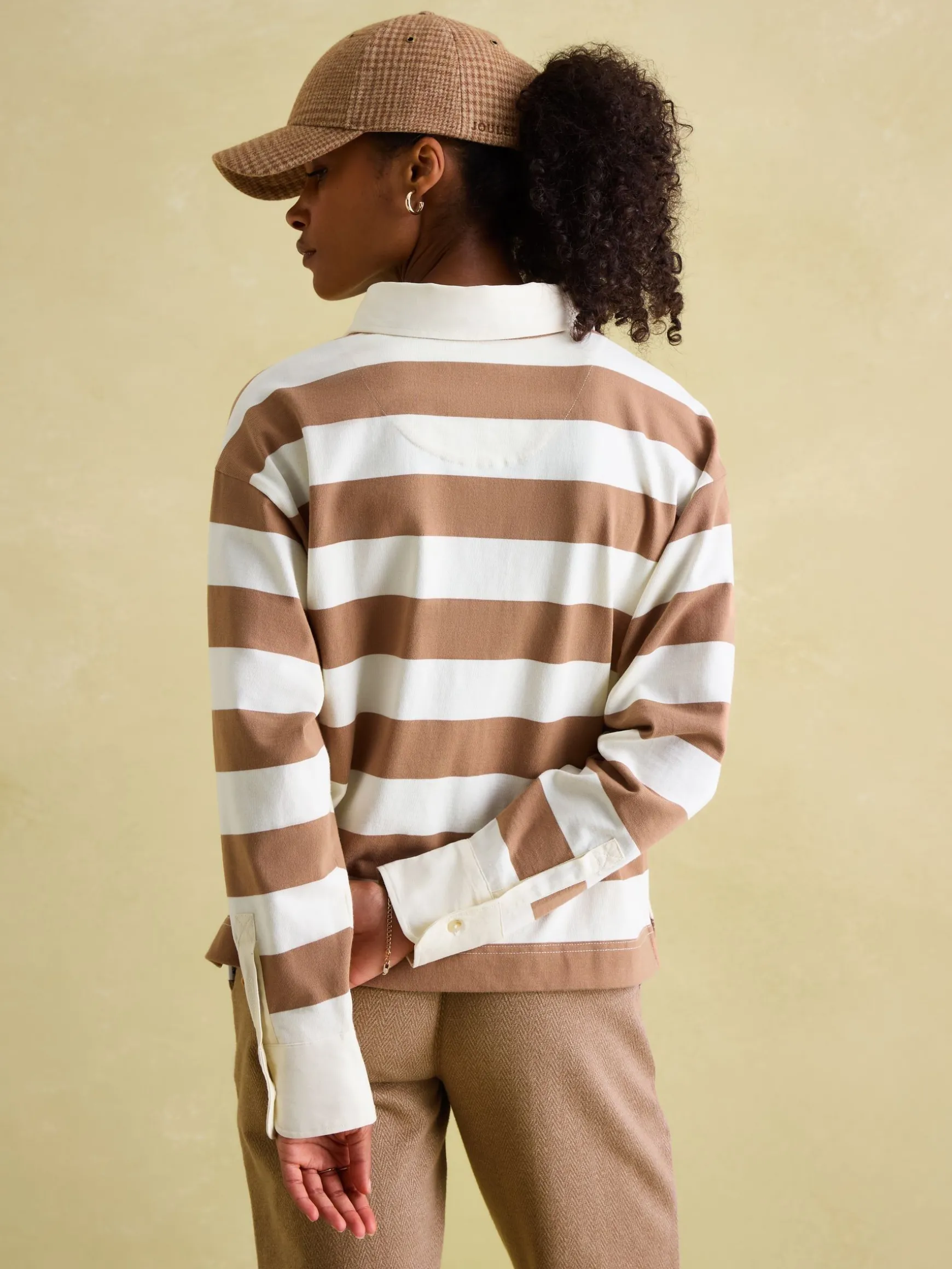 Lara Tan Brown Boxy Fit Rugby Shirt