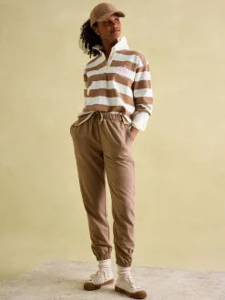 Lara Tan Brown Boxy Fit Rugby Shirt