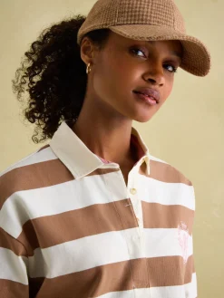 Lara Tan Brown Boxy Fit Rugby Shirt