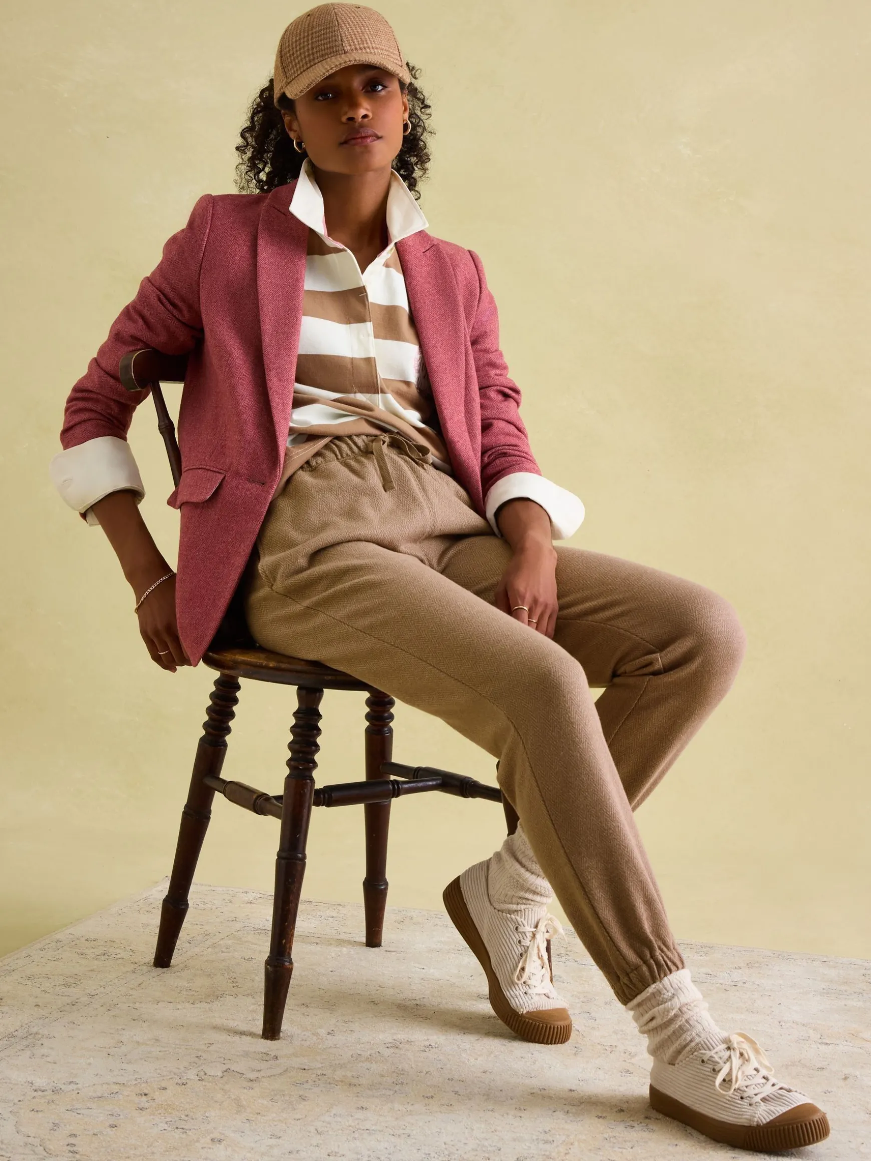 Lara Tan Brown Boxy Fit Rugby Shirt