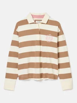 Lara Tan Brown Boxy Fit Rugby Shirt