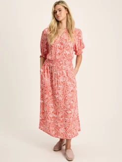 Laurie Red Viscose Midi Dress