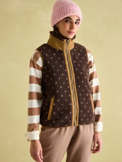 Lilah Chocolate Brown Printed Gilet
