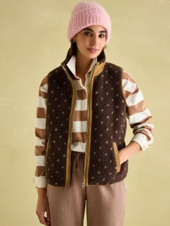 Lilah Chocolate Brown Printed Gilet