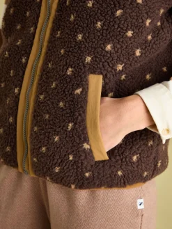 Lilah Chocolate Brown Printed Gilet