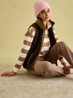 Lilah Chocolate Brown Printed Gilet