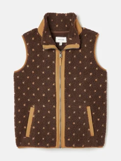 Lilah Chocolate Brown Printed Gilet