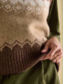 Lowry Brown Knitted Fair Isle Vest