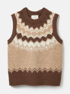 Lowry Brown Knitted Fair Isle Vest