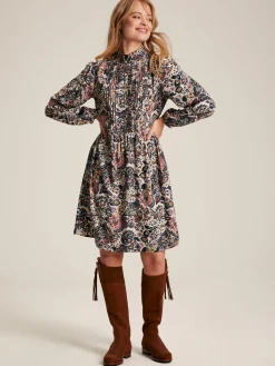 Lucia Brown Floral Frilled Midi Dress