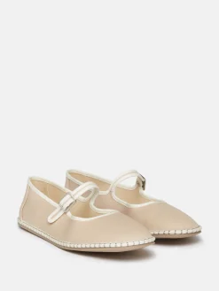 Maddison Neutral Canvas Mary Jane Shoes