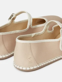 Maddison Neutral Canvas Mary Jane Shoes