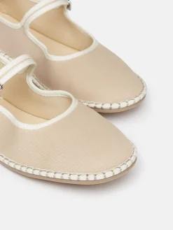 Maddison Neutral Canvas Mary Jane Shoes