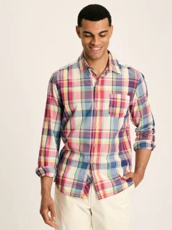 Madras Blue/Pink Long Sleeve Cotton Check Shirt