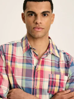 Madras Blue/Pink Long Sleeve Cotton Check Shirt