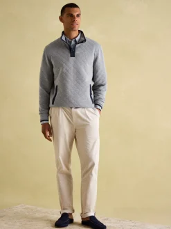 Malton Grey Quilted Jersey Pullover Sweatshirt