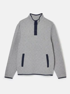 Malton Grey Quilted Jersey Pullover Sweatshirt